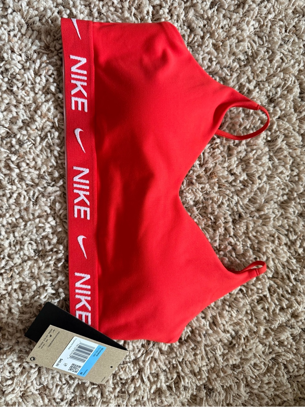 Nike Bright Red Seamless Sports Bra with Logo Band
